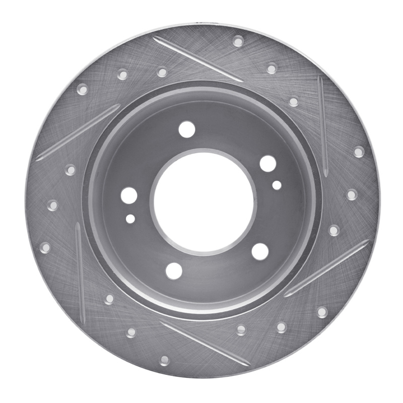 Hyundai Elantra Coupe Brake Rotor (1) - Rear Left - R1 Concepts - Drilled & Slotted - Silver - `11-`25